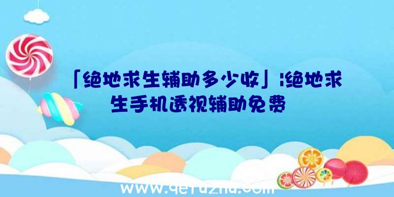 「绝地求生辅助多少收」|绝地求生手机透视辅助免费